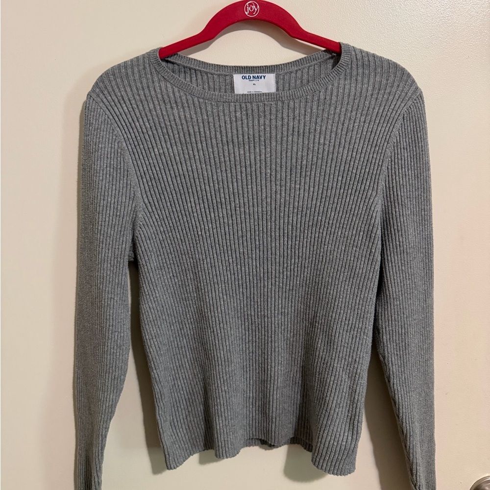 Old Navy Ribbed Knit Pullover - Light Gray